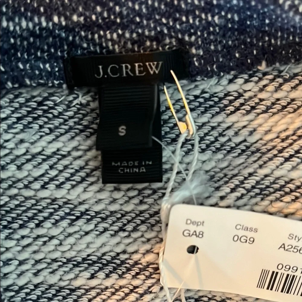 NWT J. Crew Blue and White Heathered Knit Sweater with Embellishments - Sz Small